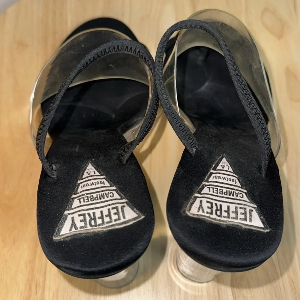 Jeffrey Campbell Clear Stretch Strap Acrylic Translucent Block Heel Sandal Heels - Picture 6 of 12